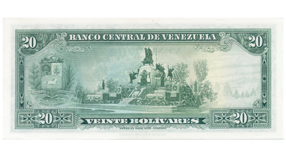 Billete 20 Bolívares 1971 S7 Serial S4549393  - Numisfila