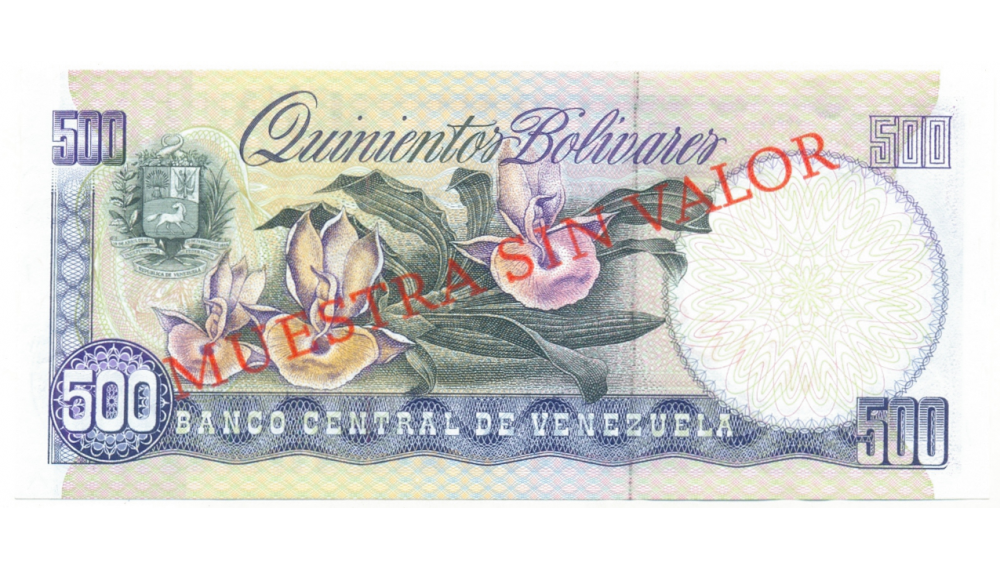 Billete Muestra Sin Valor 500 Bolívares 1981 1ra Orquídea  - Numisfila