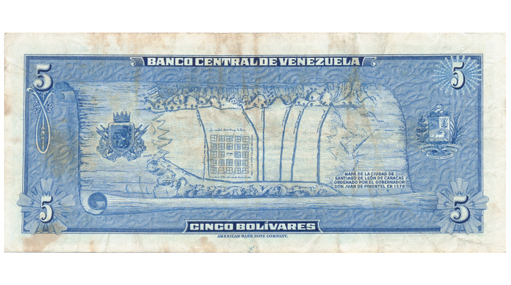 Billete 5 Bolívares 1966 B7 Serial Bajo B0000270  - Numisfila