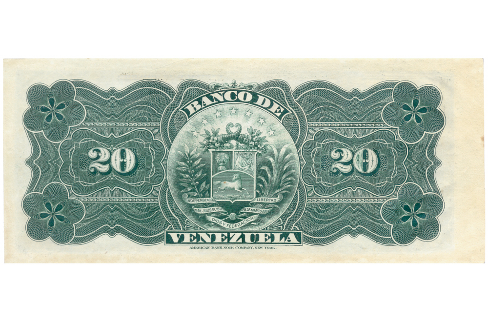 Billete Banco de Venezuela 20 Bs Remainder - Banca Privada   - Numisfila