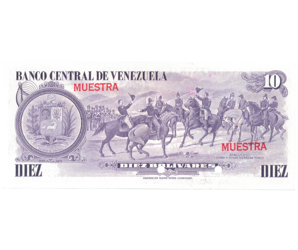 Billete Muestra 10 Bolívares 1980 Serial A0000000  - Numisfila