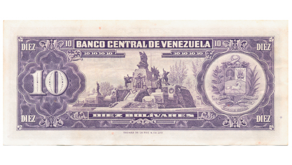 Billete 10 Bolívares 1961 H7 Serial H3544577 Cara Volteada  - Numisfila