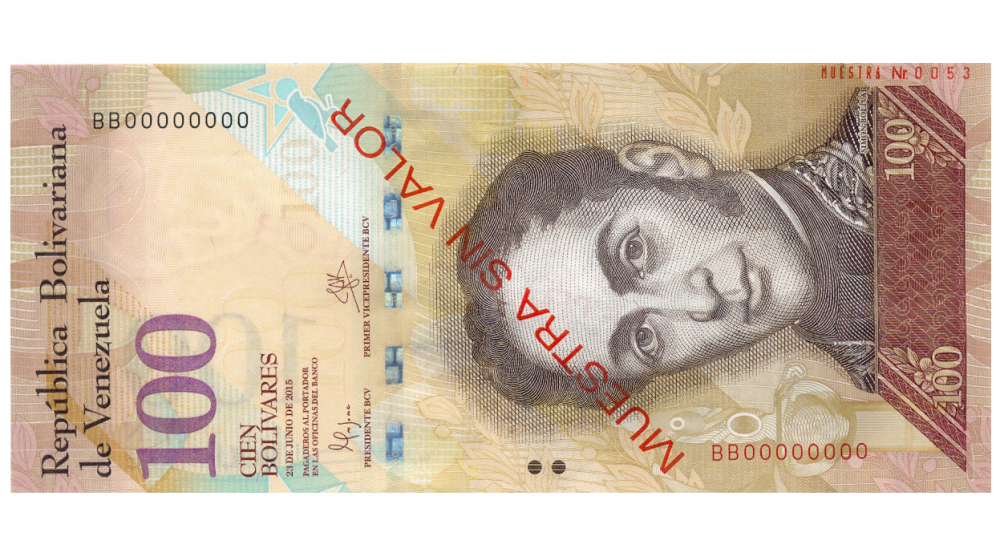 Billete Muestra Sin Valor 100 Bolívares 2015 #0053 - Numisfila