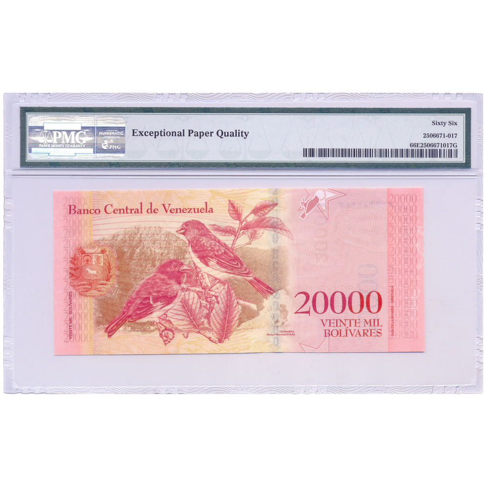 Billete 20000 Bolívares 2016 A8 PMG 66 Serial A18541117  - Numisfila