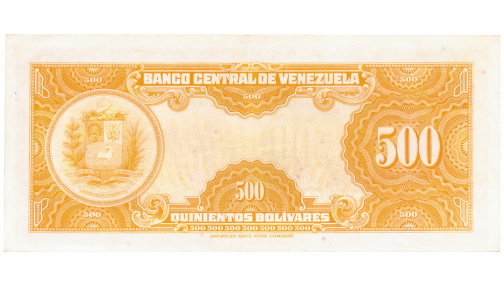 Billete 500 Bolivares Marzo 1960 Canario Serial B2497147  - Numisfila