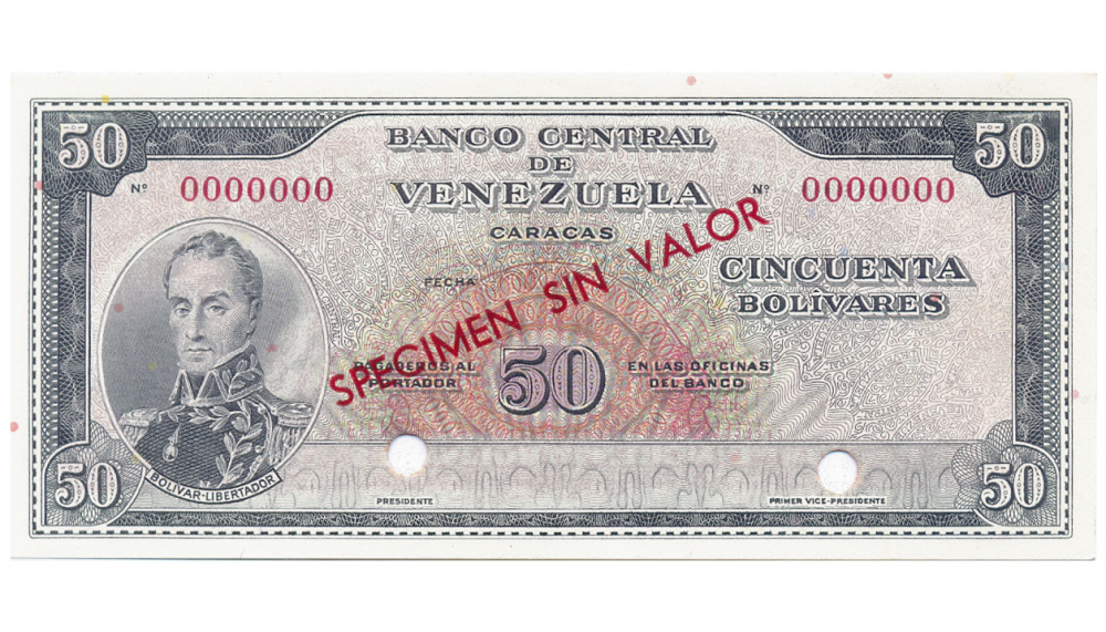 Billete Specimen Sin Valor 50 Bolívares 1961/1963 - Numisfila
