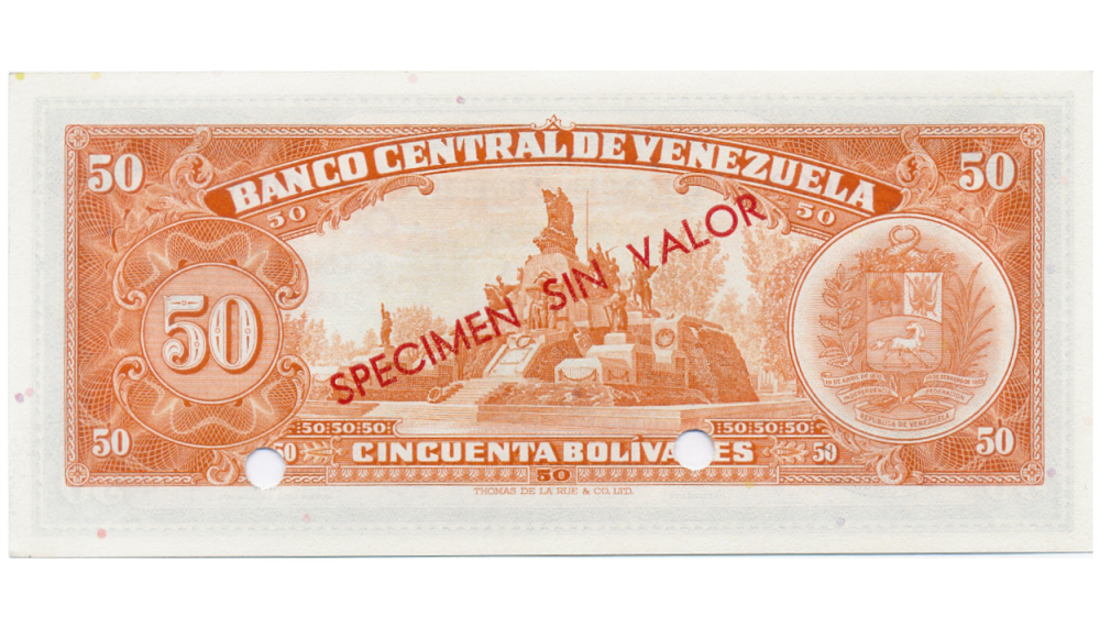 Billete Specimen Sin Valor 50 Bolívares 1961/1963  - Numisfila