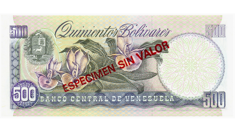 Espécimen Sin Valor Billete 500 Bolívares 1998 Orquídea   - Numisfila