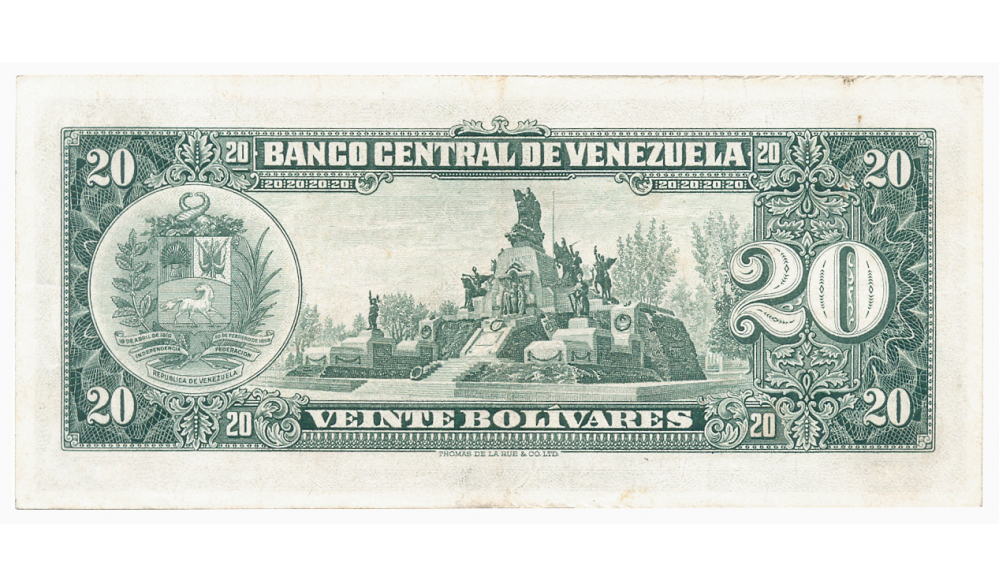 Billete 20 Bolívares 1963 A7 Serial A3262124  - Numisfila