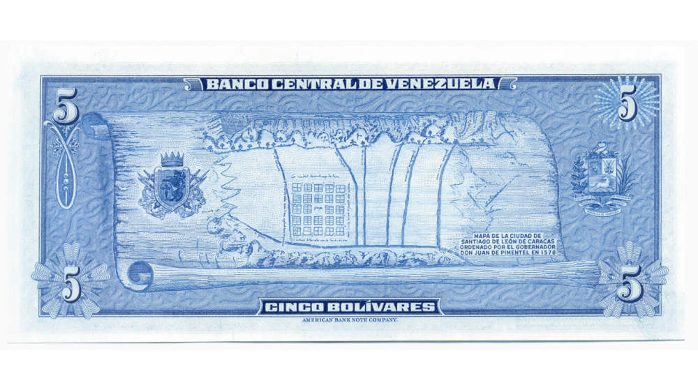 Billete 5 Bolívares 1966 Difícil D7 Serial D1803177  - Numisfila