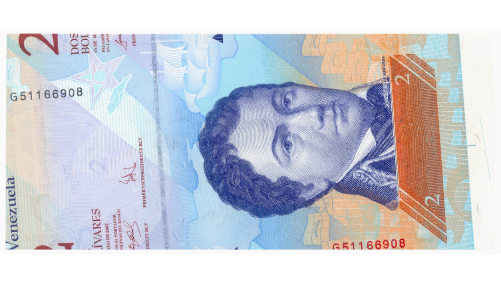 Interesante Error de Corte Billete 2 Bolívares 2007 G8 - Numisfila