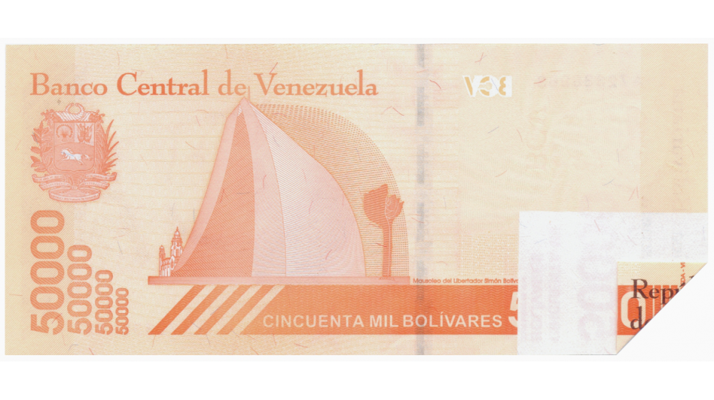 Error 50.000 Bolívares 2019 Falla Impresión en ambas caras Serial A72336963 - Numisfila