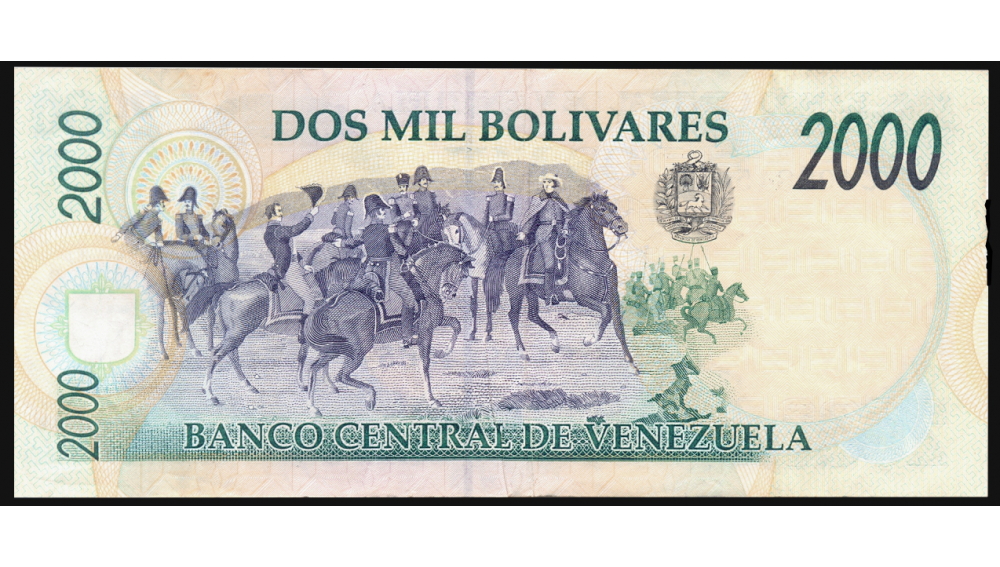 Error Billete 2000 Bolivares Febrero 1998 C8 Falla de Pliego de Papel Serial C40984565  - Numisfila