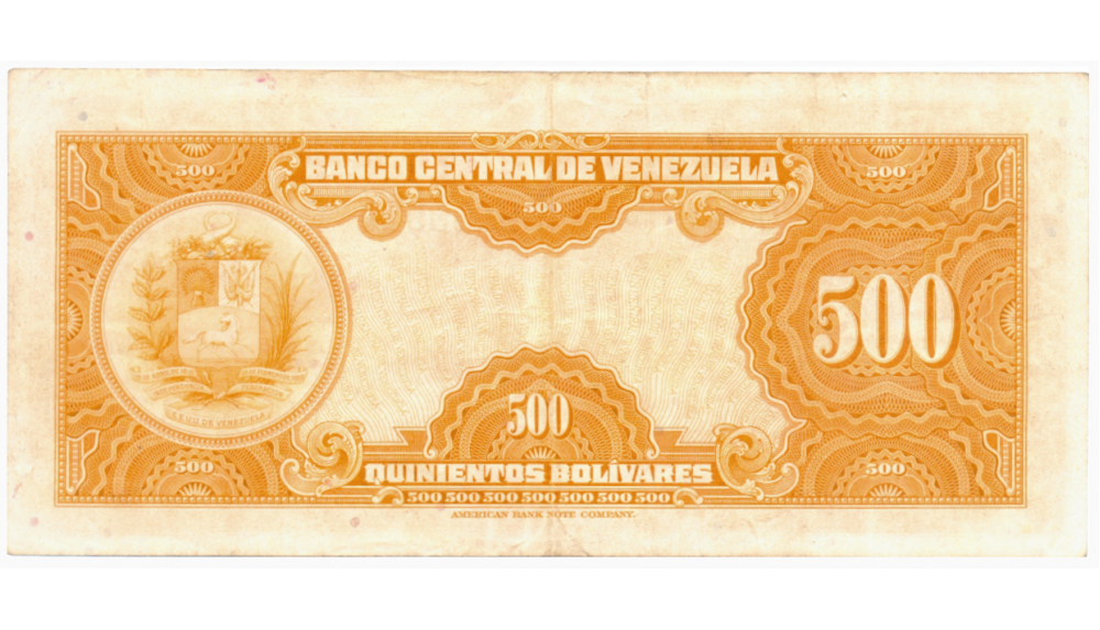  Billete 500 Bolívares 1953 B6 Serial B888980 Canario  - Numisfila