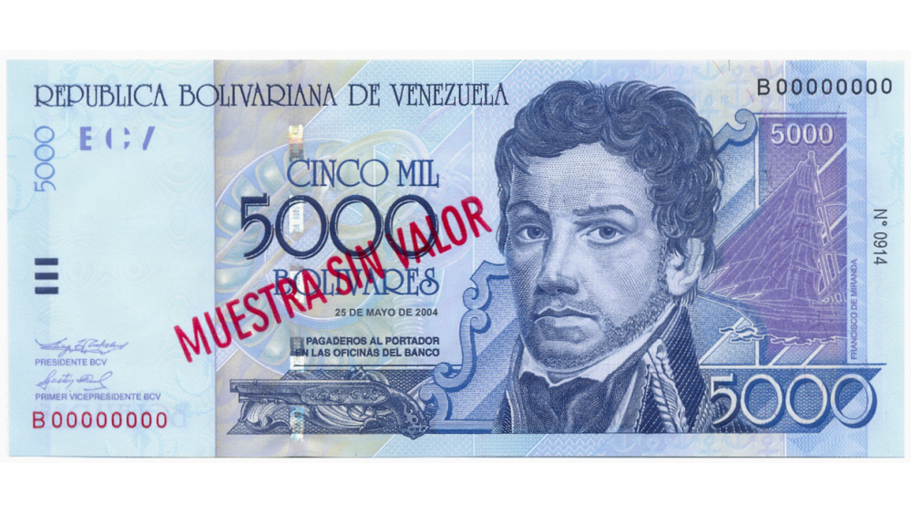 Billete Muestra Sin Valor 5000 Bolívares 2004 #0914  - Numisfila