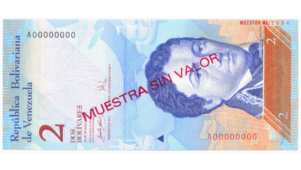 Muestra Sin Valor Billete 2 Bolívares Marzo 2007 #1694 - Numisfila