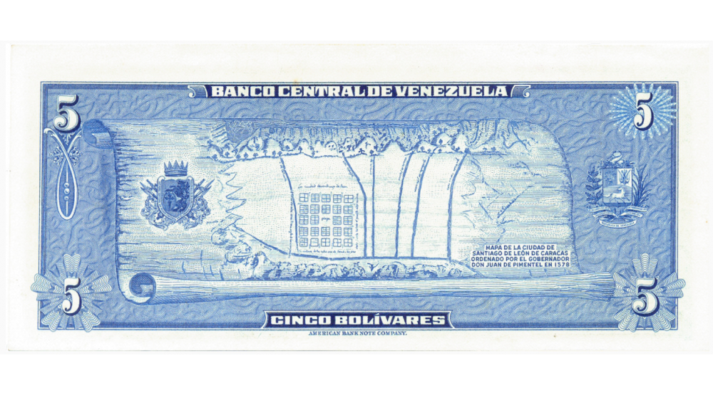 Billete 5 Bolívares 1966 B7 Serial B2281199 Dieguito  - Numisfila