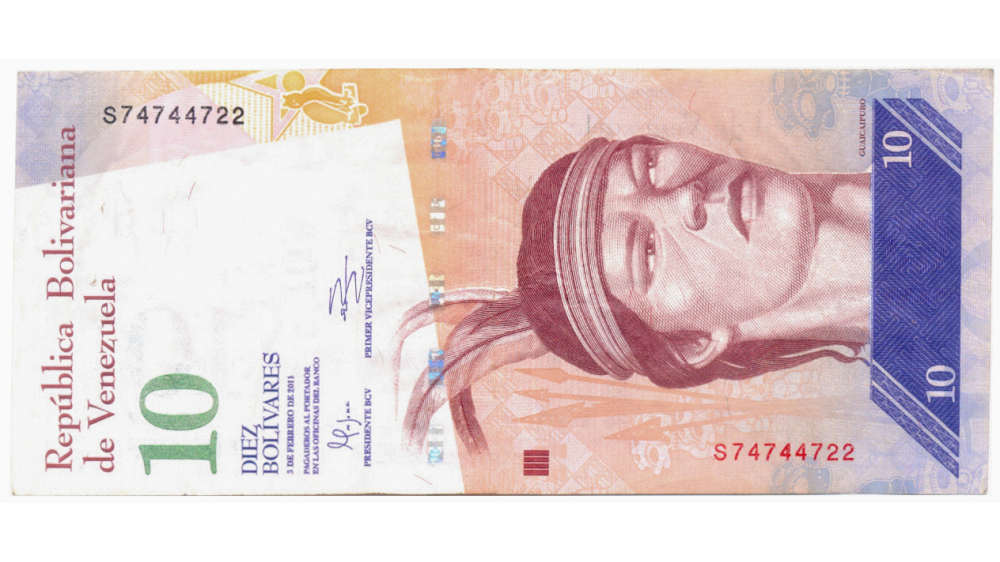 Falla Impresión en anverso Billete 10 Bolívares 2011 Serial S74744722 - Numisfila