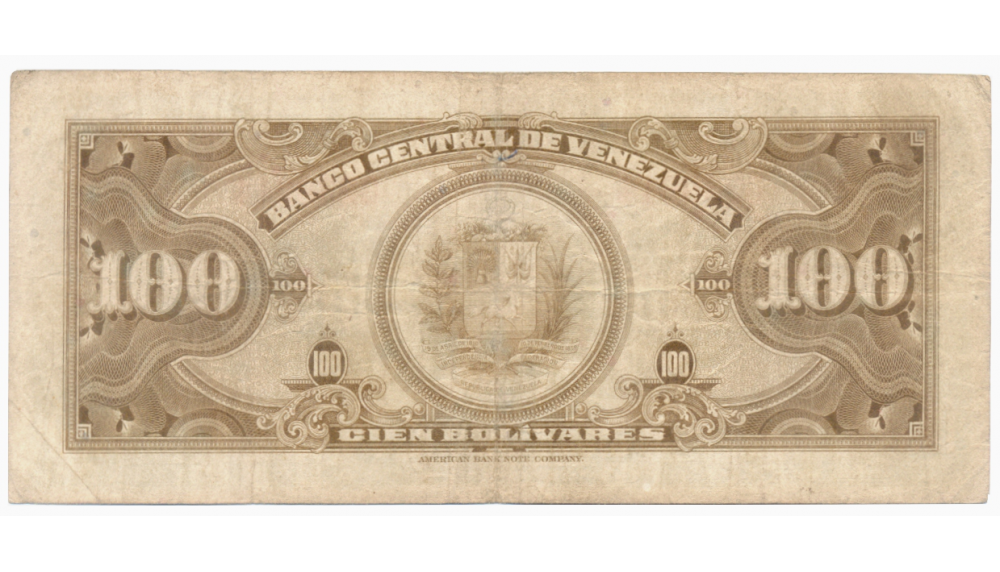 Billete 100 Bolívares Mayo 1956 G6 Serial G239944  - Numisfila