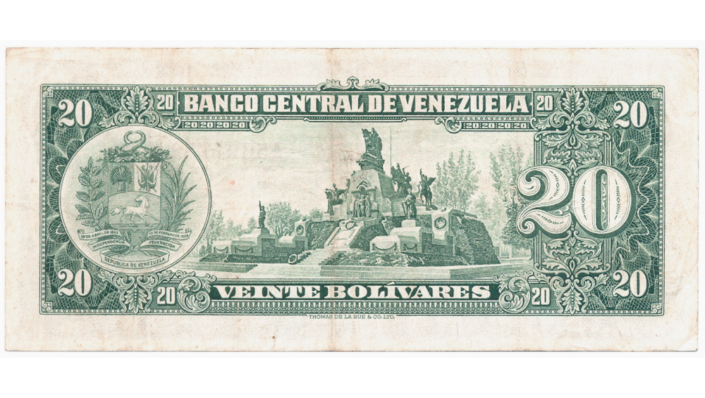 Billete 20 Bolívares 1963 A7 Serial A5691792  - Numisfila