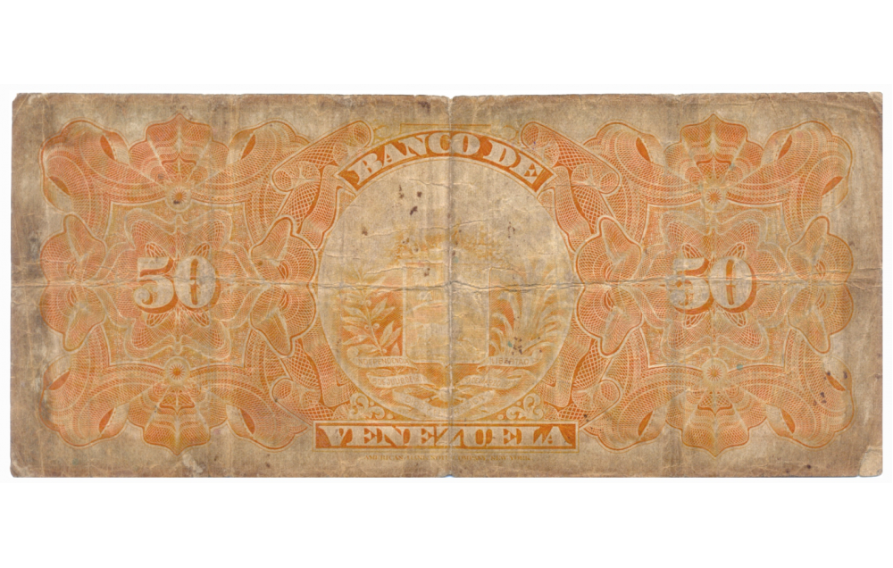 Banca Privada Billete Bco Venezuela 50 Bolívares 23 Nov 1939 Serial 409667  - Numisfila