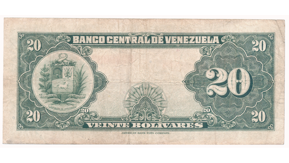 Billete 20 Bolívares 1957 R6 Serial R749007   - Numisfila
