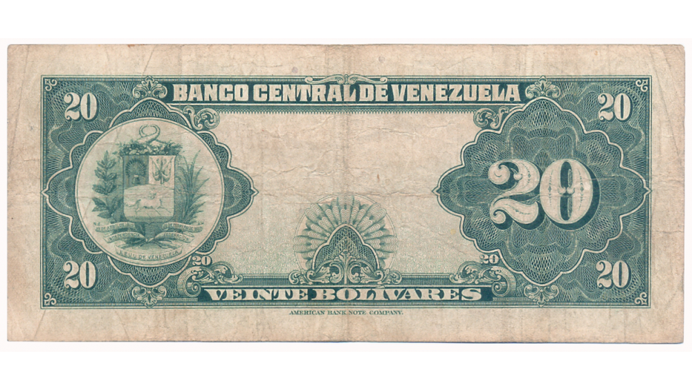 Billete 20 Bolívares Octubre 1948 C7 Serial C2019538  - Numisfila