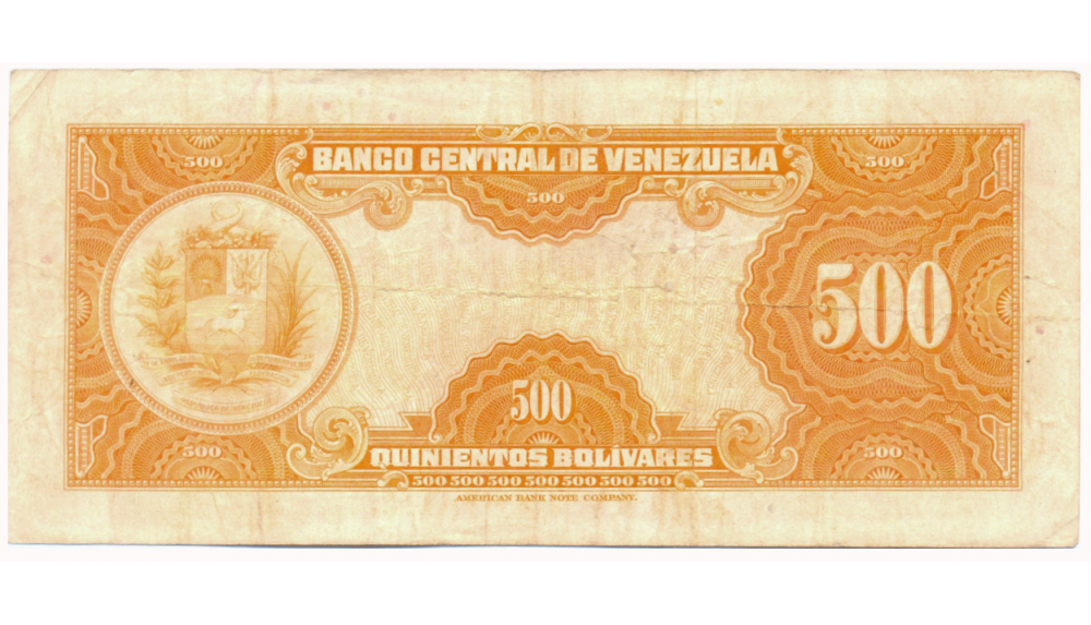 Billete Canario 500 Bolívares Septiembre 1957 Serial B1616013  - Numisfila
