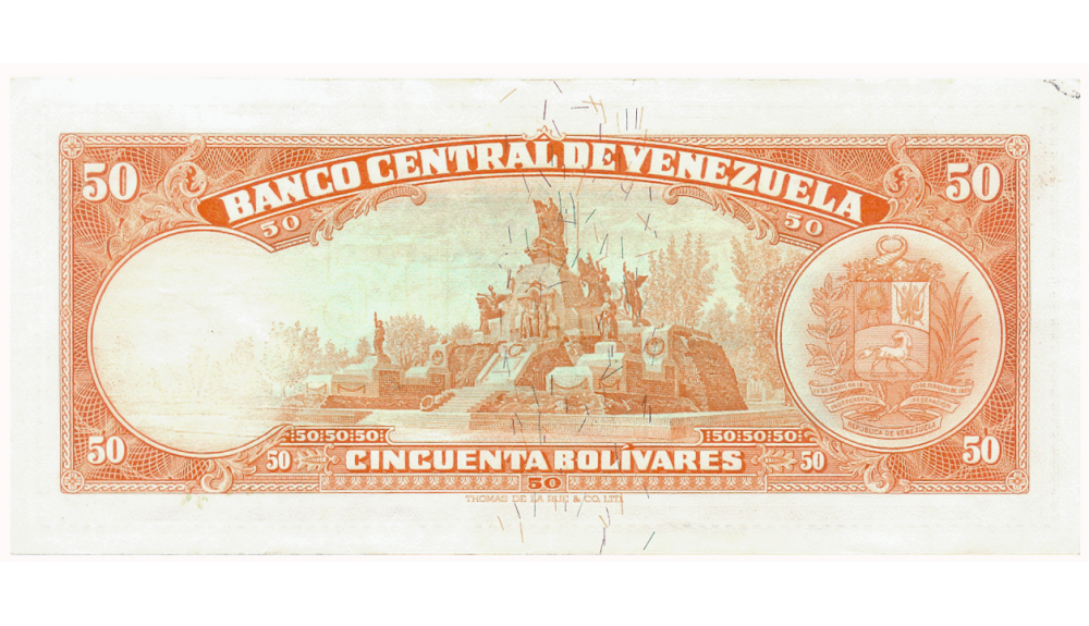 Billete 50 Bolívares 1966 N7 Serial N2605741  - Numisfila
