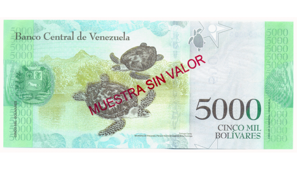 Billete Muestra Sin Valor 5000 Bolívares 2016 #0125  - Numisfila
