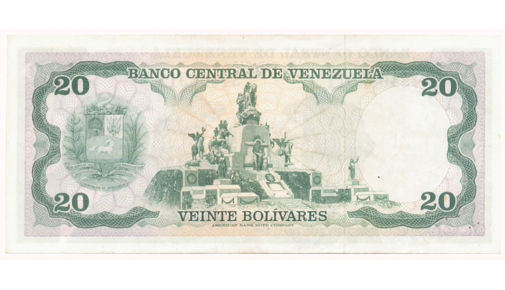 Billete 20 Bolívares 1977 S7 Serial S4083911  - Numisfila