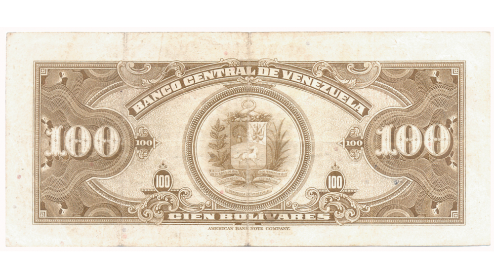 Billete 100 Bolívares Agosto 1957 H7 Serial H1399806  - Numisfila