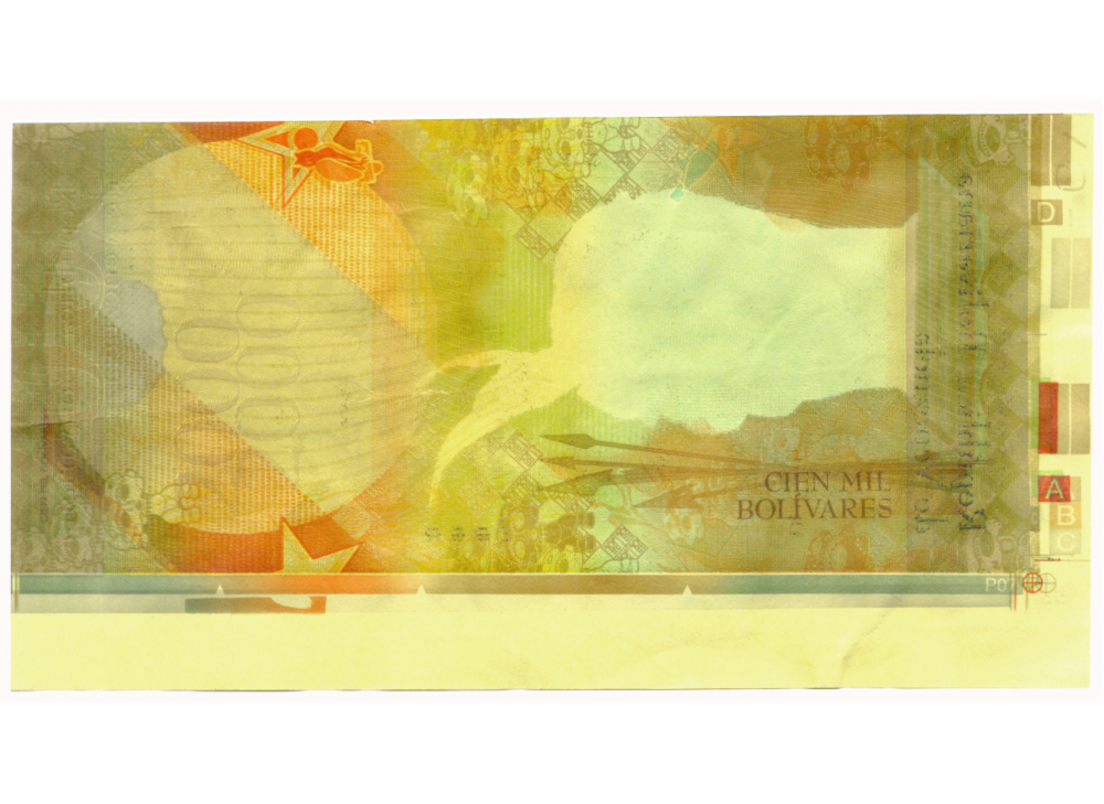 Prueba Billete 100 Boívares 2017 sobre 2000 Bolívares 2016 Anverso y Reverso  - Numisfila