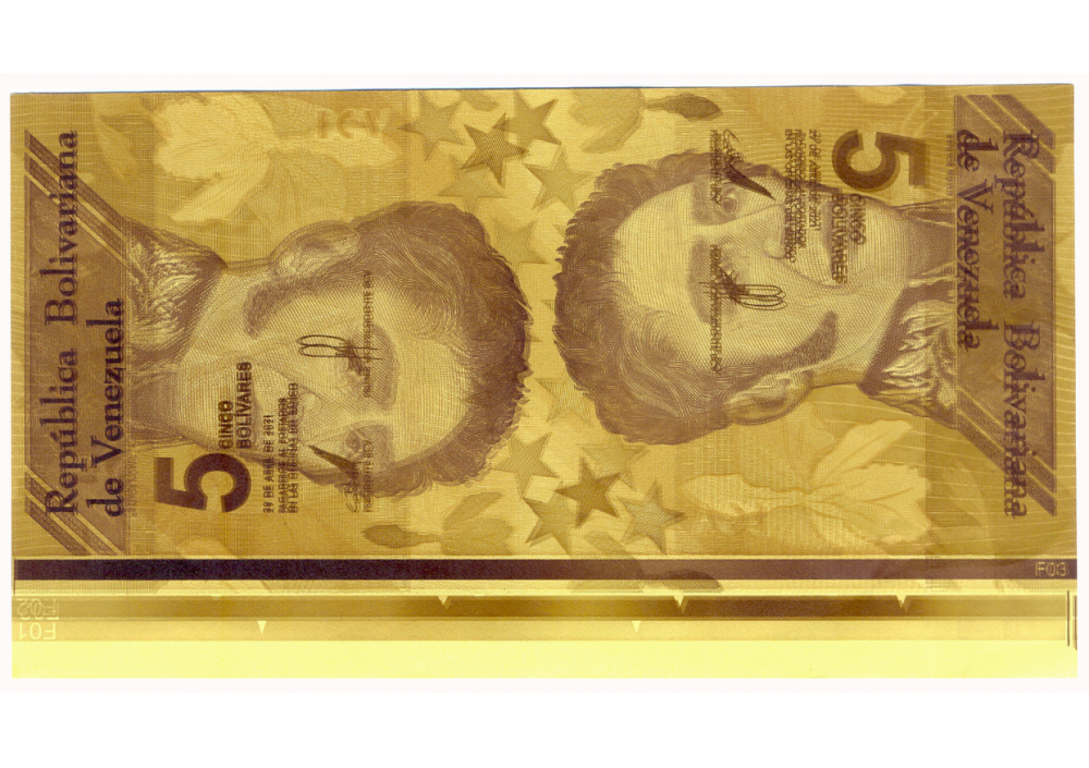 Prueba Calibración Doble Reimpresión en Anverso y en Reverso Billete 5 Bolívares 2021  - Numisfila