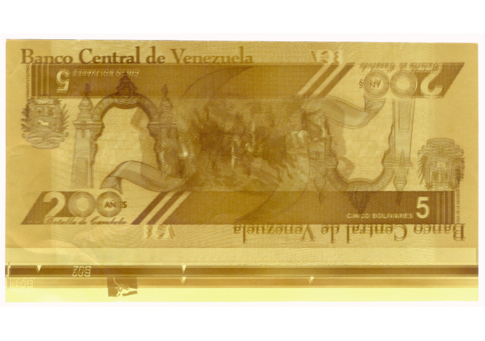 Prueba Calibración Doble Reimpresión en Anverso y en Reverso Billete 5 Bolívares 2021   - Numisfila