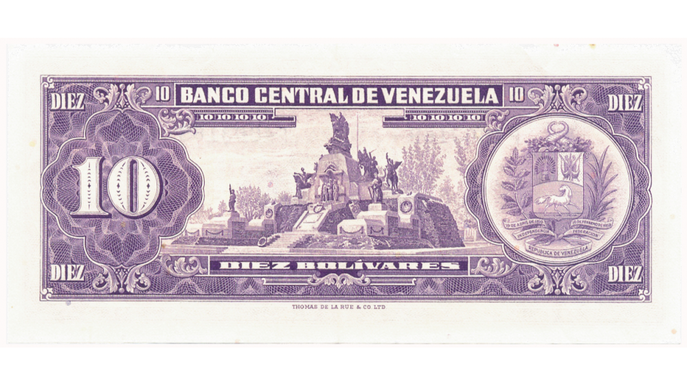 Excelente Billete 10 Bolívares 1961 F7 Serial F4603168 Cara Volteada   - Numisfila