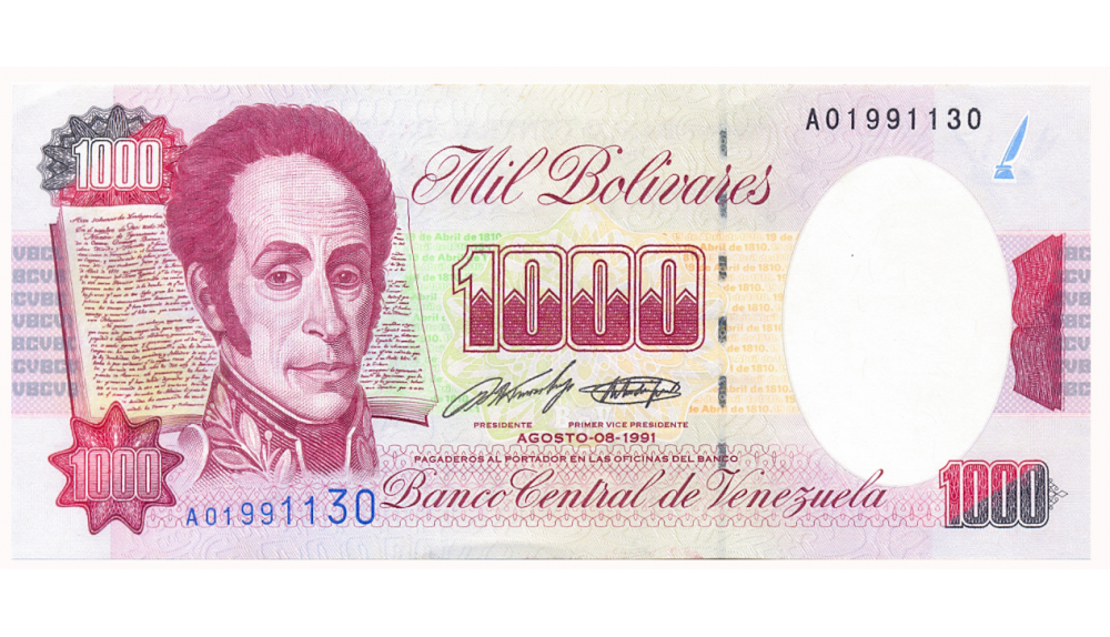 Billete 1000 Bolívares 1991 Serial A01991130 - Numisfila