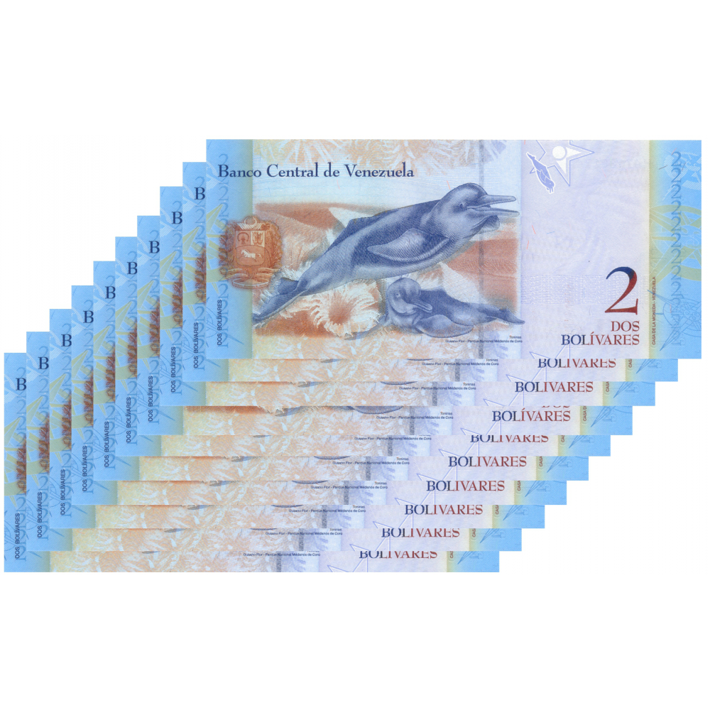 10 Billetes 2 Bolívares 2007 G8 Capicúas G65800856 al G65899856  - Numisfila