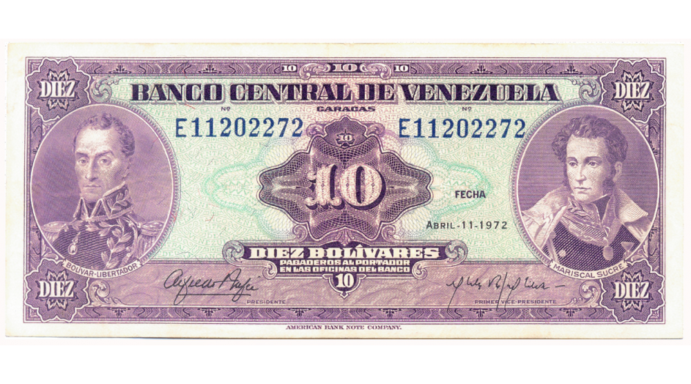 Billete 10 Bolívares 1972 E8 Serial E11202272 - Numisfila