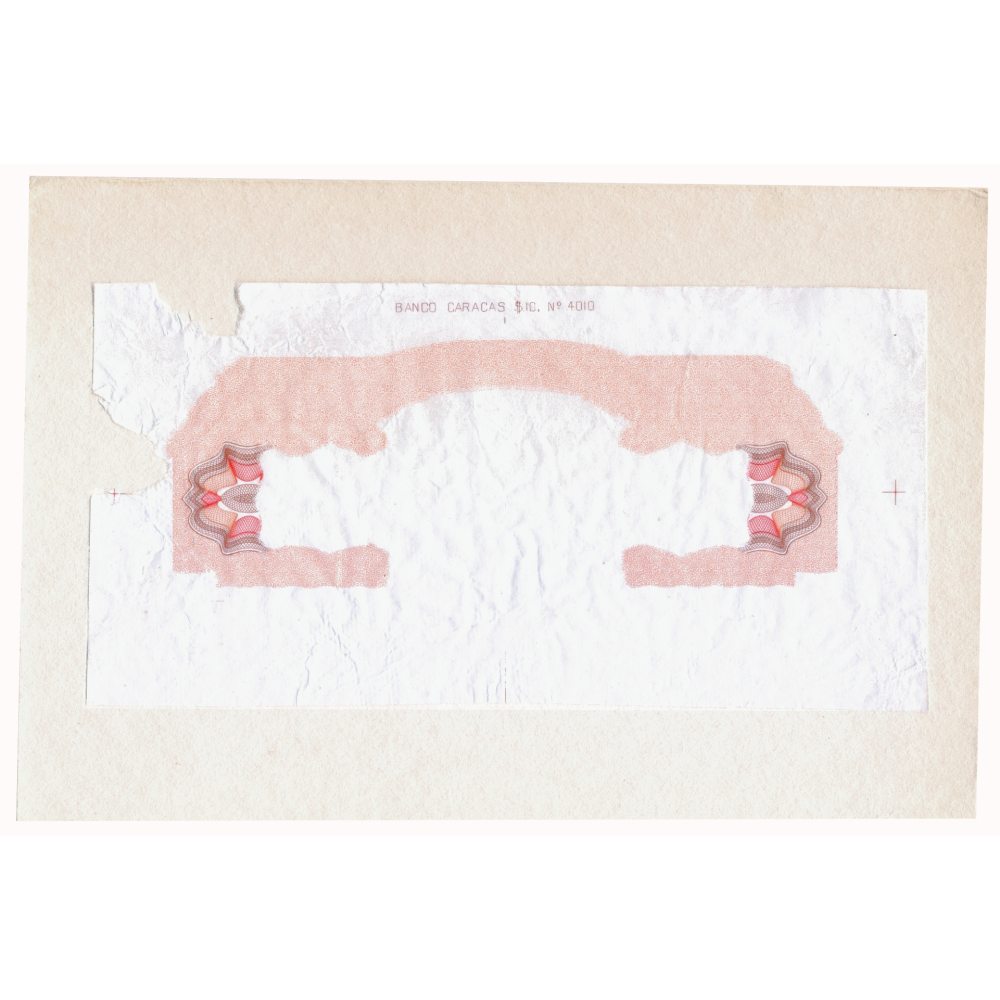 Prueba de Presentación Banco Caracas 10 Bolívares Anverso 1913 Impresión litográfica - Numisfila