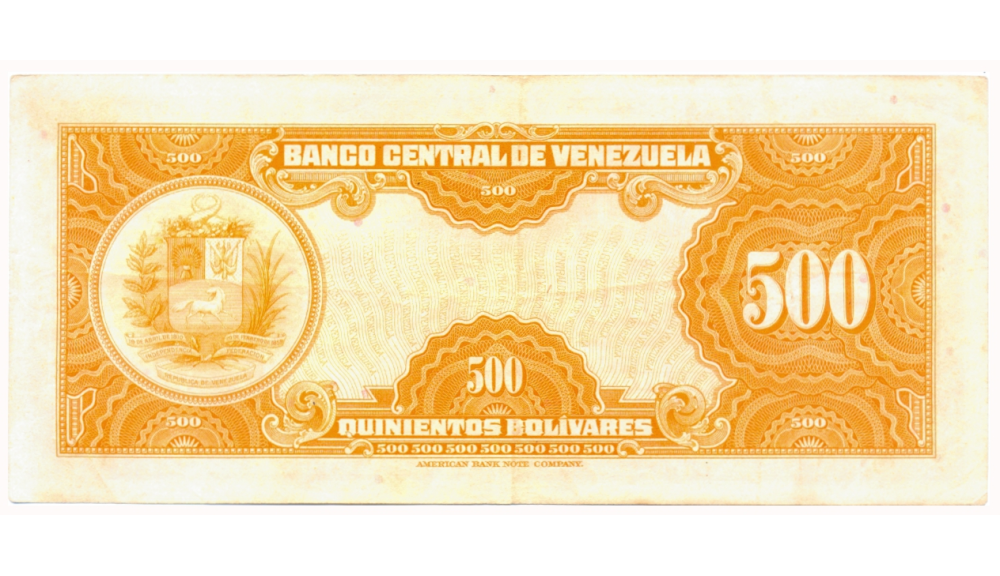 Billete Canario 500 Bolívares Septiembre 1957 Serial B1732138  - Numisfila