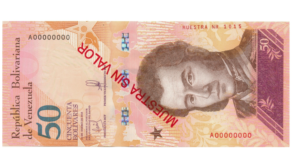 Billete Muestra Sin Valor 50 Bolívares 2018 # 1015 - Numisfila