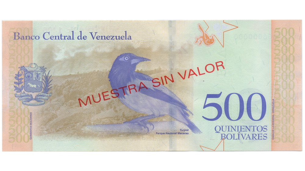 Billete Muestra Sin Valor 500 Bolívares 2018 B8  #1400  - Numisfila
