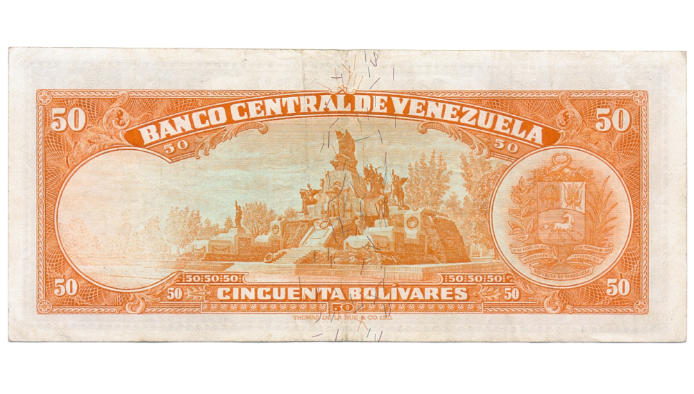Billete 50 Bolivares 1965 Difícil L7 Serial L2853713  - Numisfila