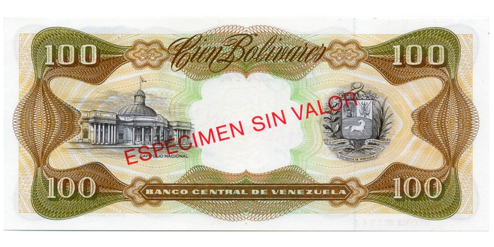 Espécimen Sin Valor Billete 100 Bolívares Octubre 1998 Nro. 1942  - Numisfila