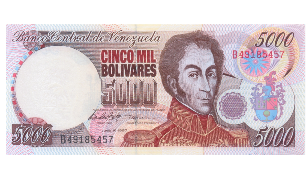 Billete 5000 Bolívares 1997 B8 Serial B49185457 - Numisfila
