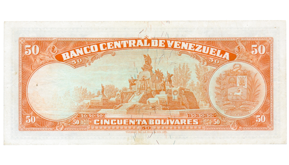 Billete 50 Bolívares 1969 Q7 Serial Q0502805  - Numisfila