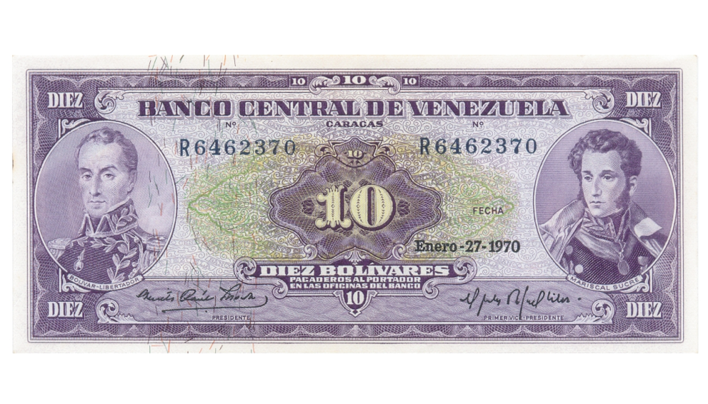 Bello Billete 10 Bolívares 1970 R7 Serial R6462370 - Numisfila