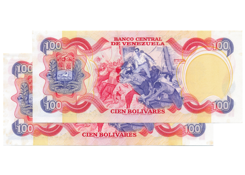 Pareja Billetes 100 Bolívares 1980 Seriales A01626931 y A01626932  - Numisfila