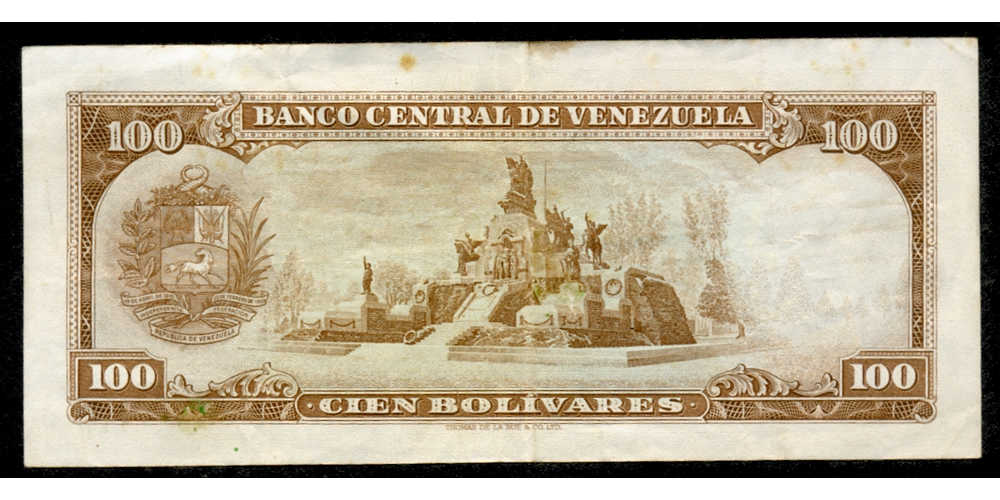 Billete 100 Bolívares 1965 Q7 Serial Q1636621  - Numisfila